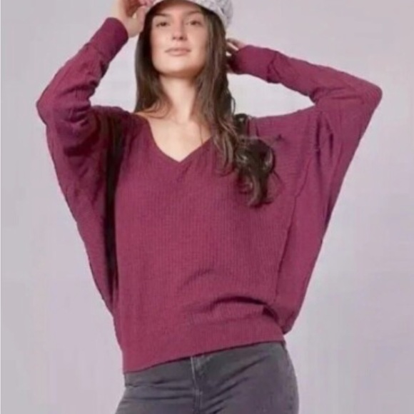 NWT Free People Santa Clara Mulberry Thermal Top XS - Picture 2 of 10